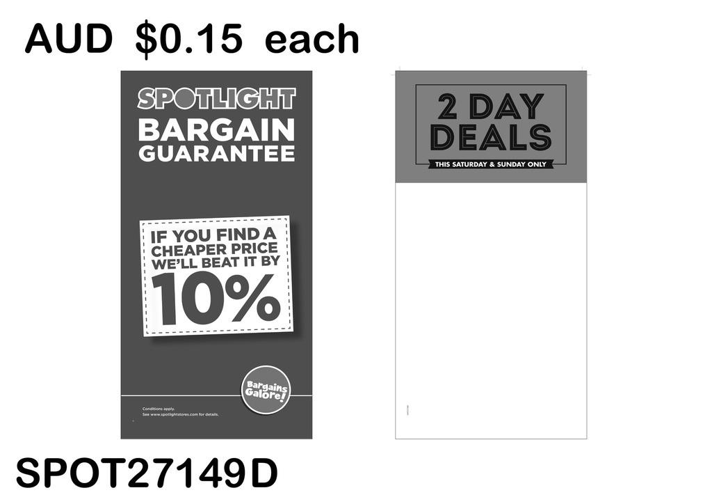 2 DAY DEALS HEADER CARD - BARGAIN GUARANTEE (SPOT27149 D)25PCS/SET