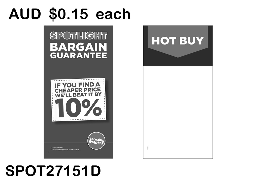 HOT BUY HEADER CARD -  BARGAIN GUARANTEE (SPOT27151 D)25PCS/SET