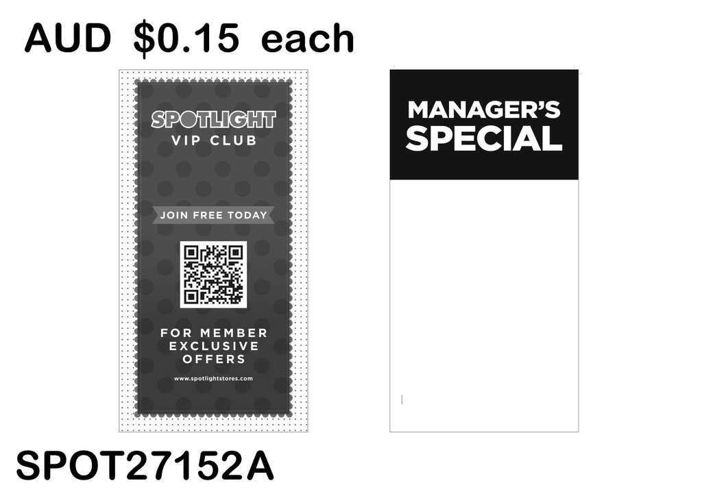 MANAGER'S SPECIAL HEADER CARD -  VIP QR CODE  (SPOT27152 A)25PCS/SET