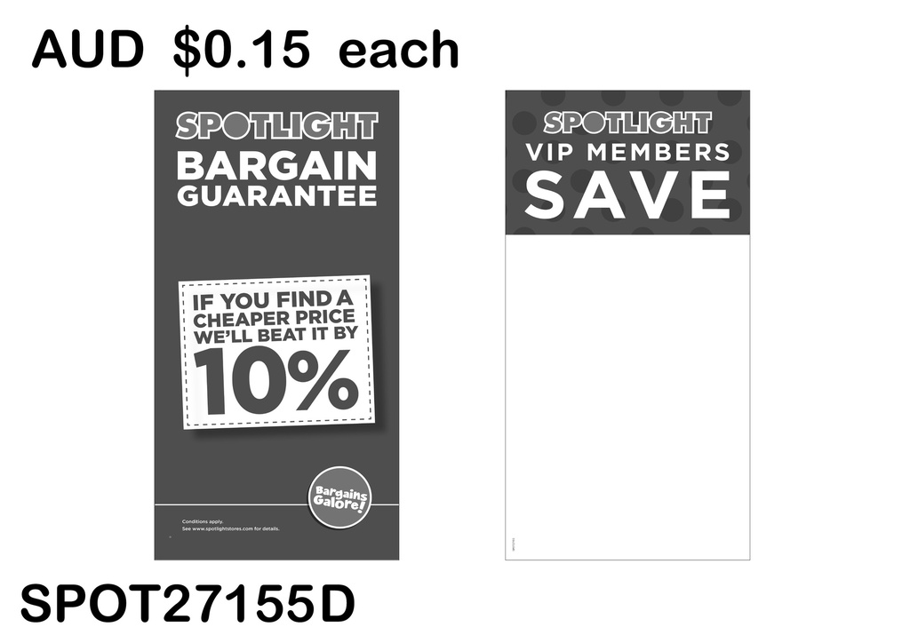 VIP MEMBER SAVE HEADER CARD - BARGAIN GUARANTEE (SPOT27155 D)25PCS/SET